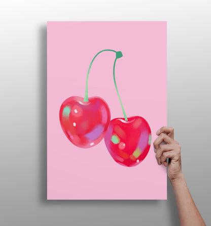 Cherry metal wall art aluminum print
