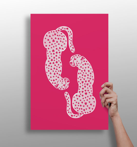 Cheetah couple metal wall art aluminum print