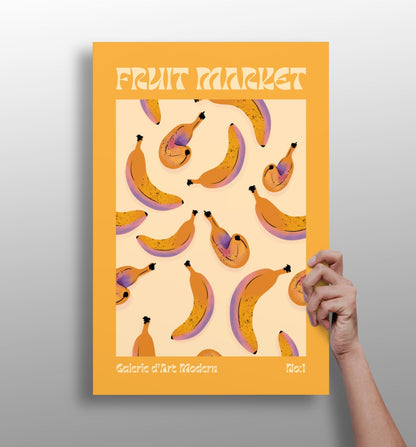 Modern Bananas aluminum metal wall art print