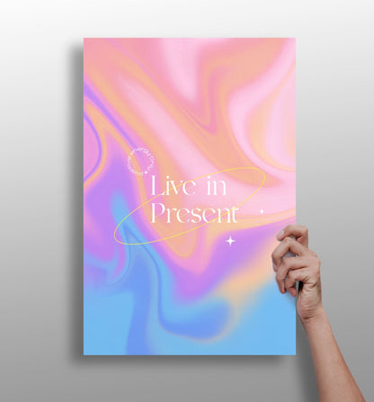 Live In Present aluminum metal wall art print