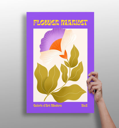Modern gallery-style flower metal wall art