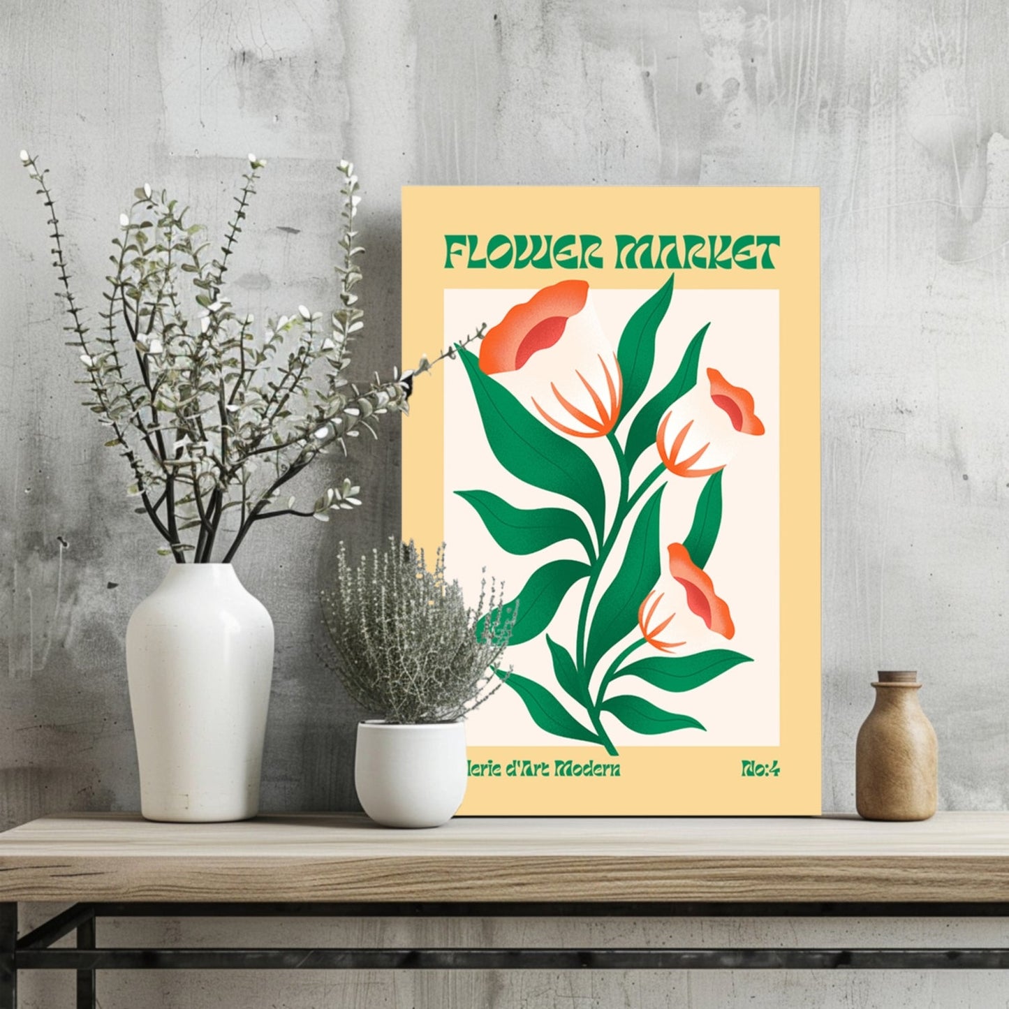 Modern Art Gallery Flower V3 Metal Wall Art