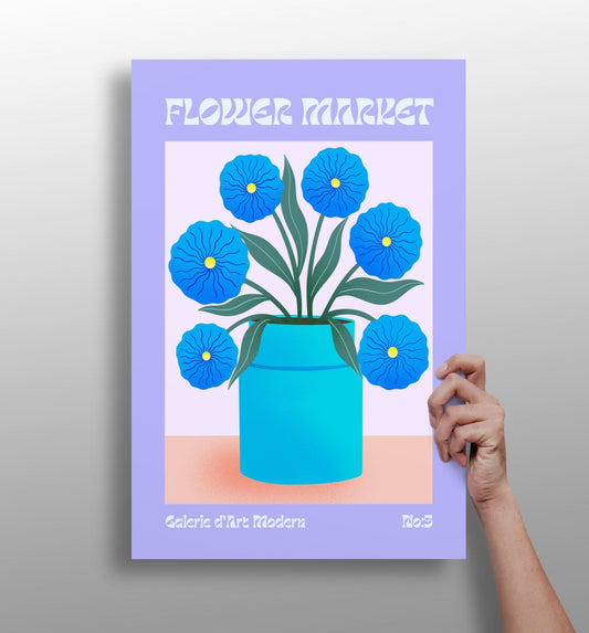 Modern gallery-style flower metal wall art