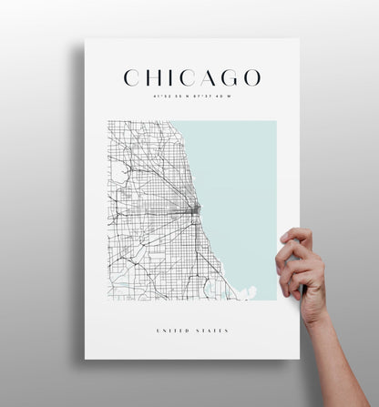 Chicago cityscape aluminum metal wall art print in matte finish