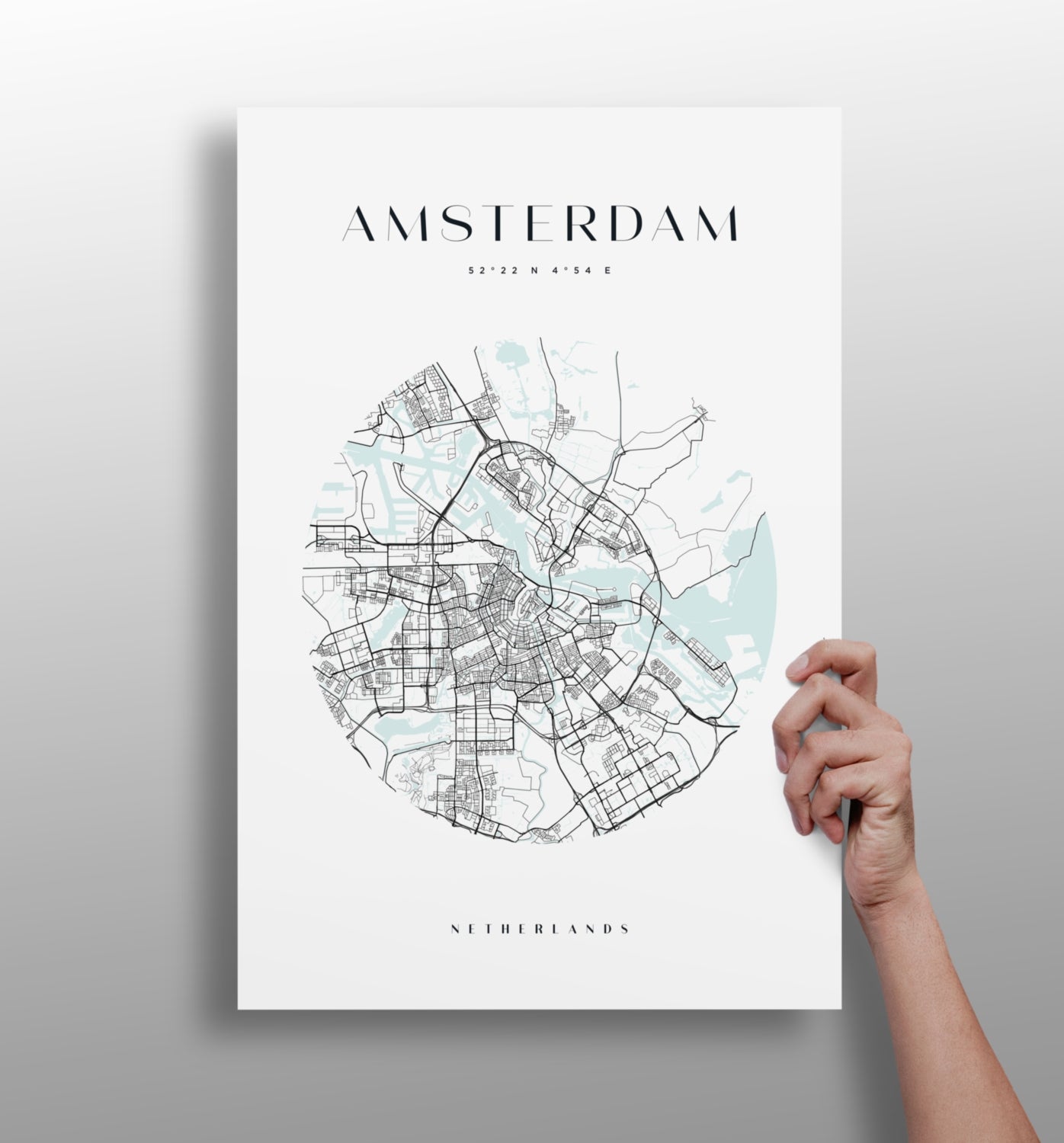 Amsterdam metal wall art hanging on a modern wall