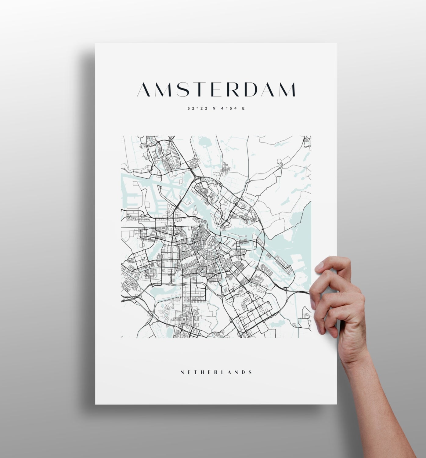 Amsterdam metal wall art hanging on a modern wall