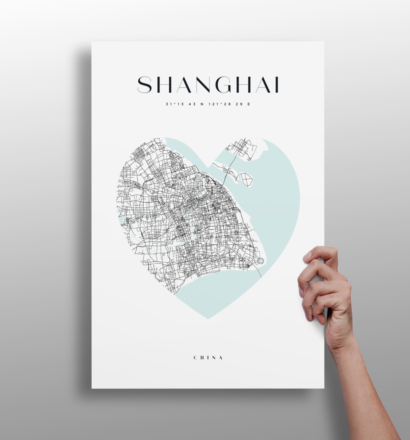 Shanghai cityscape aluminum metal wall art print in matte finish