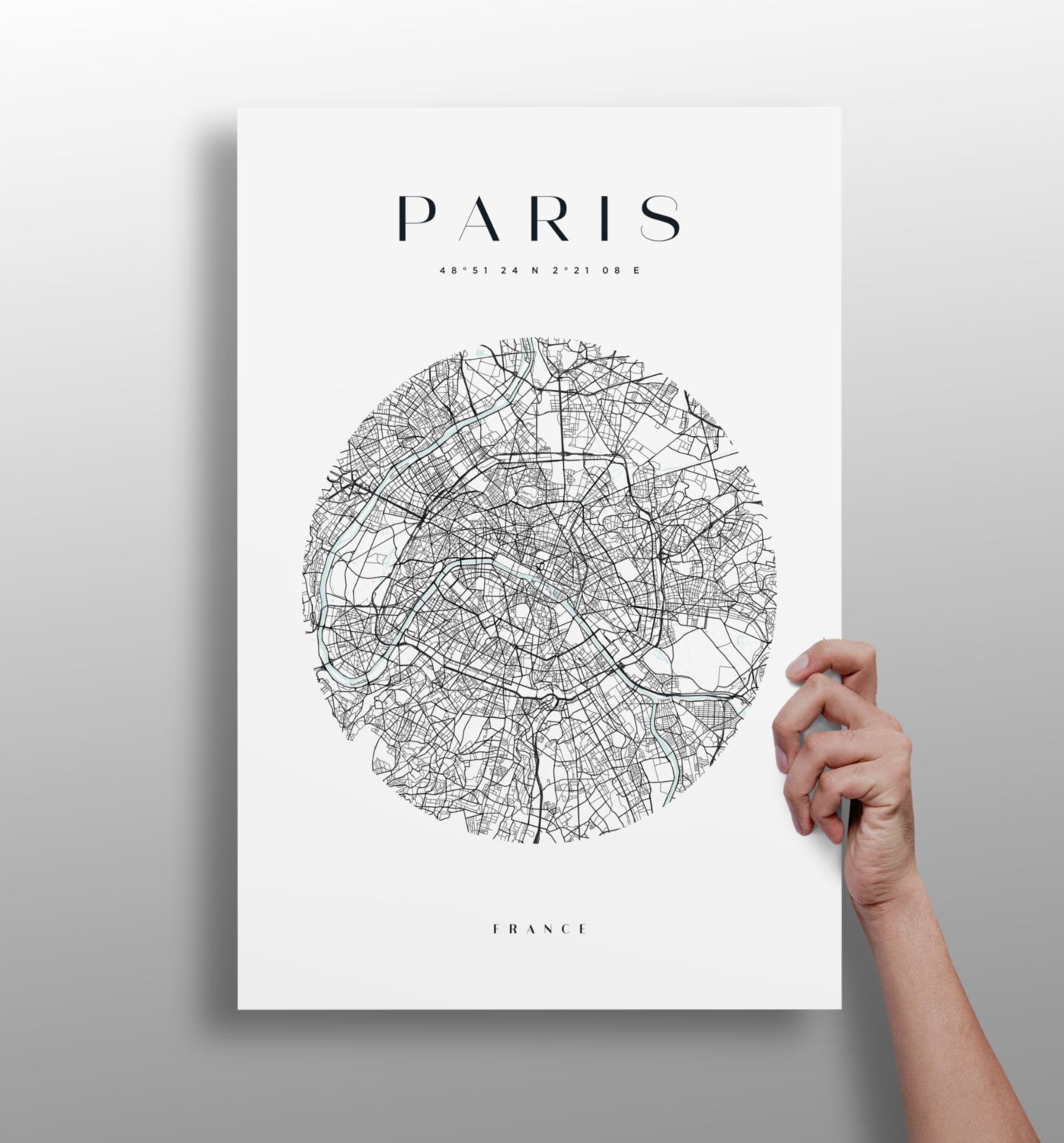 Paris cityscape aluminum metal wall art print in matte finish