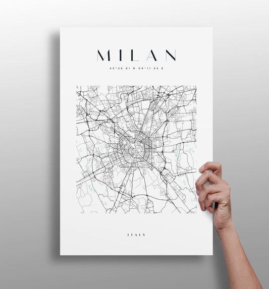 Milan cityscape aluminum metal wall art print in matte finish