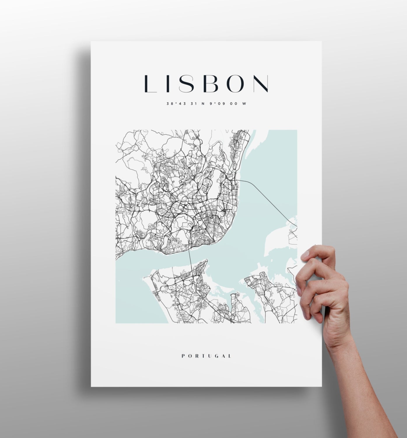 Lisbon cityscape aluminum metal wall art print in matte finish