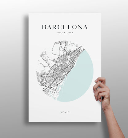 Barcelona skyline metal wall art