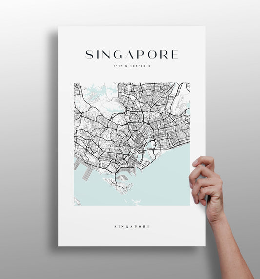 Singapore cityscape aluminum metal wall art print in matte finish