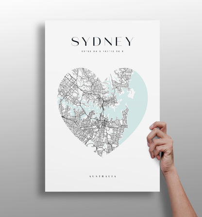 Sydney cityscape aluminum metal wall art print in matte finish