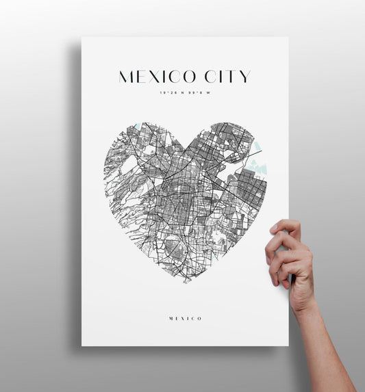 Mexico City aluminum metal wall art print in matte finish