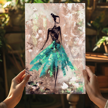 Lady in Green Dress Metal Wall Art
