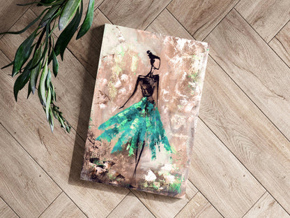 Lady in Green Dress Metal Wall Art