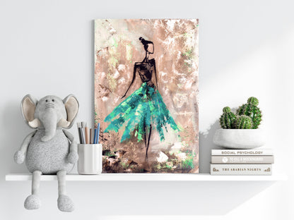 Lady in Green Dress Metal Wall Art