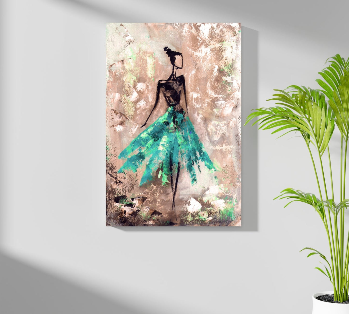 Lady in Green Dress Metal Wall Art