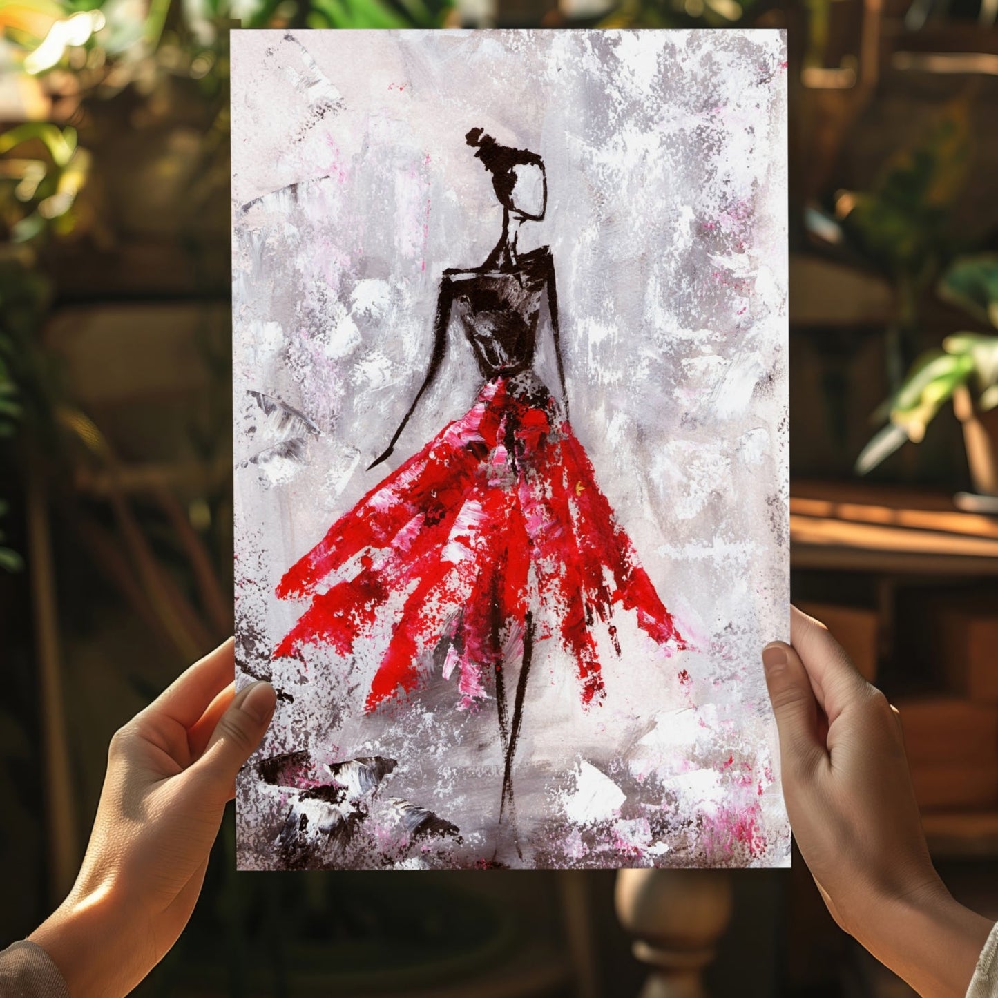 Lady in Red Dress Metal Wall Art