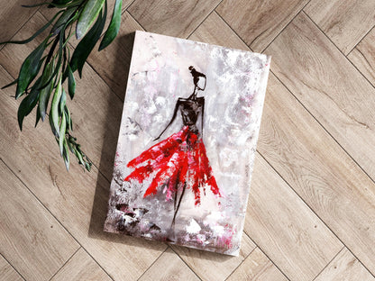 Lady in Red Dress Metal Wall Art