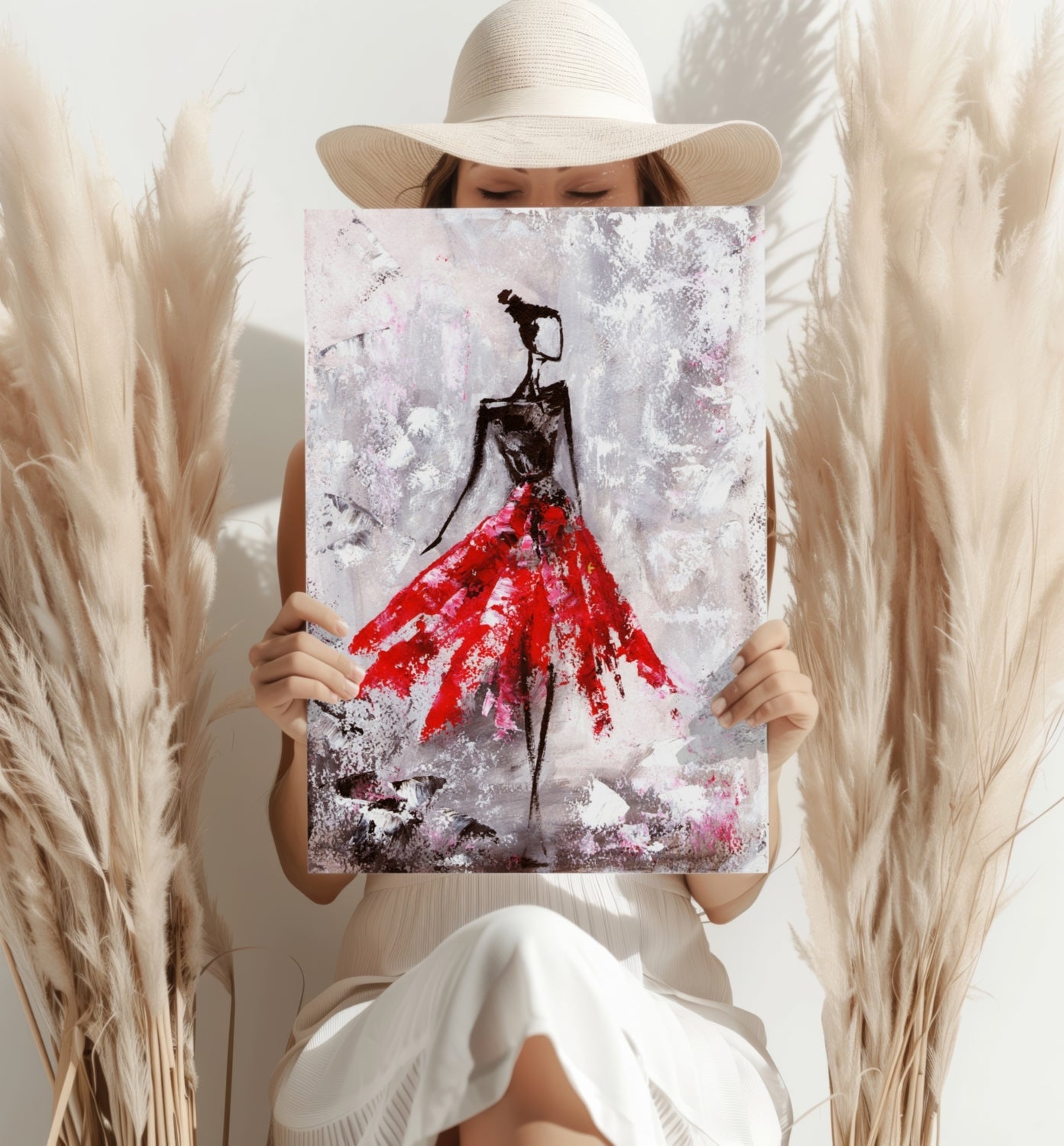 Lady in Red Dress Metal Wall Art