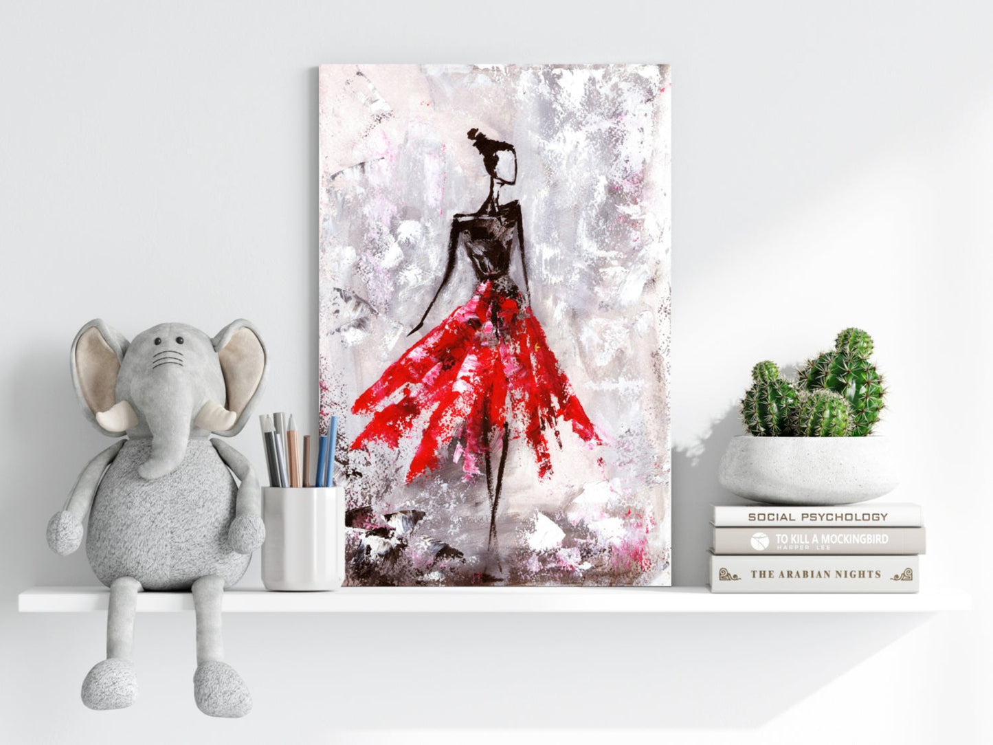 Lady in Red Dress Metal Wall Art