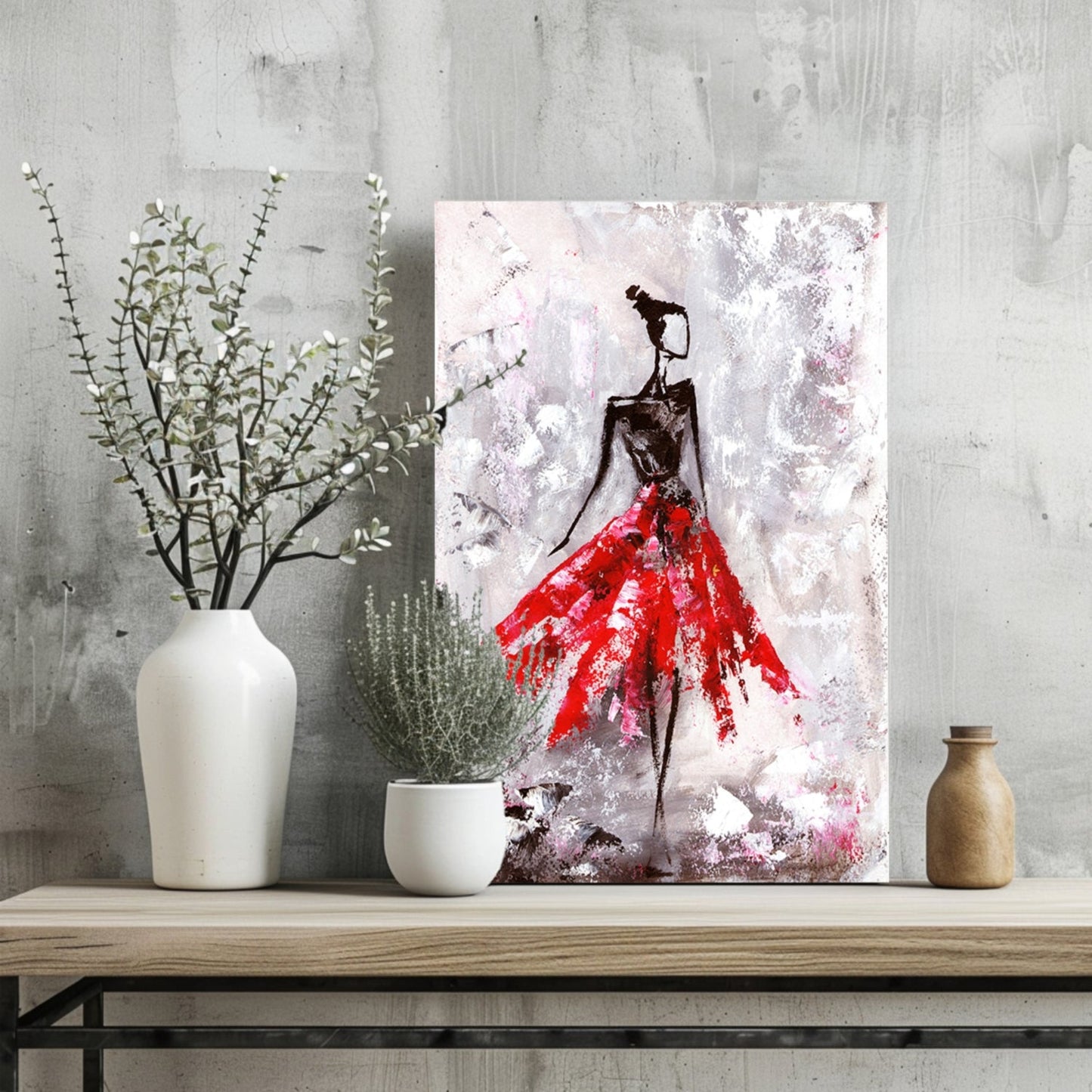 Lady in Red Dress Metal Wall Art