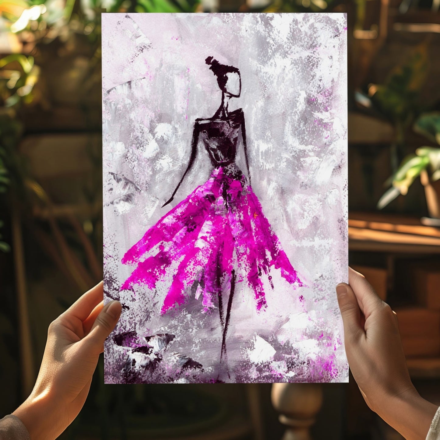 Lady in Pink Dress Metal Wall Art