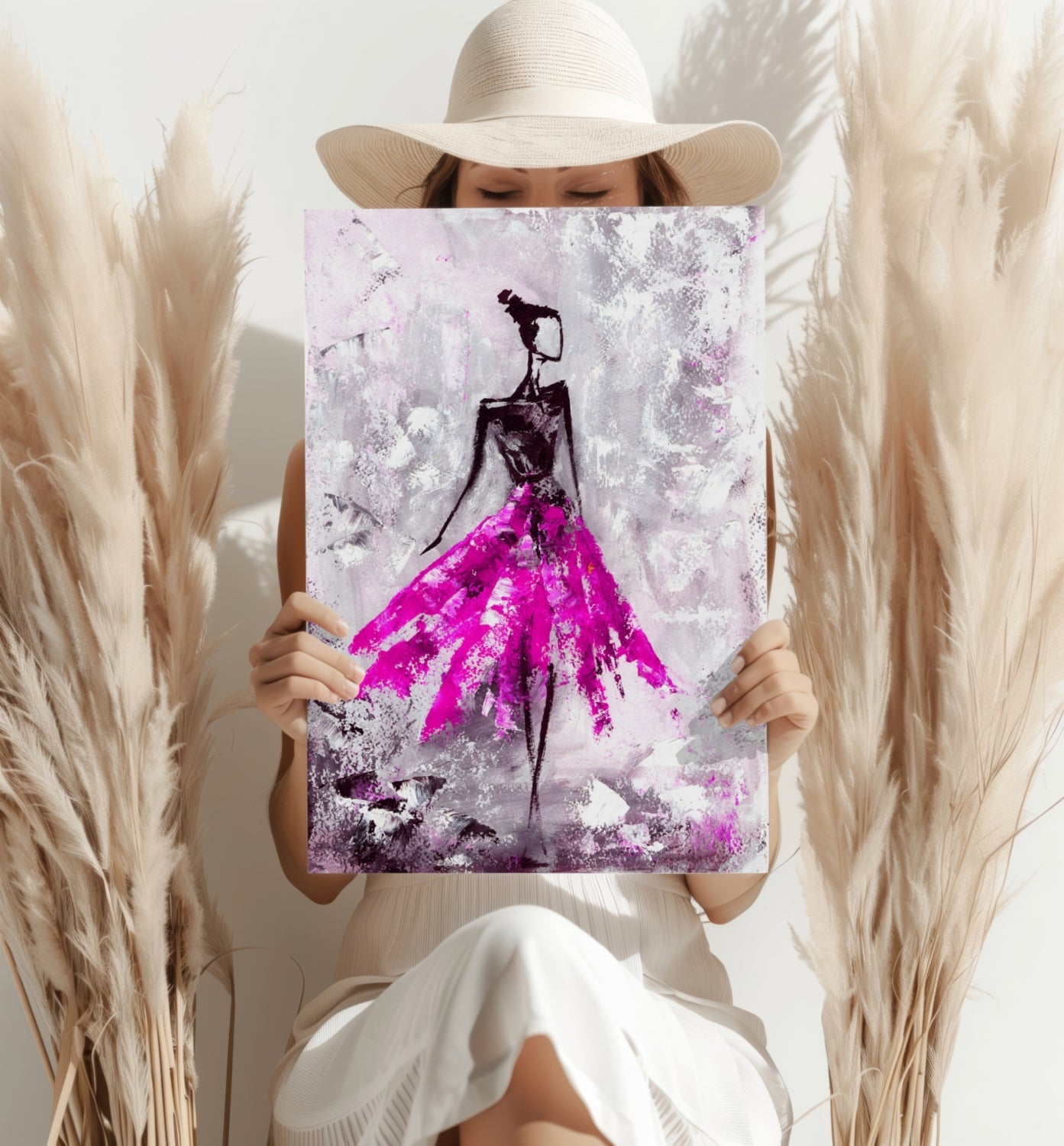 Lady in Pink Dress Metal Wall Art