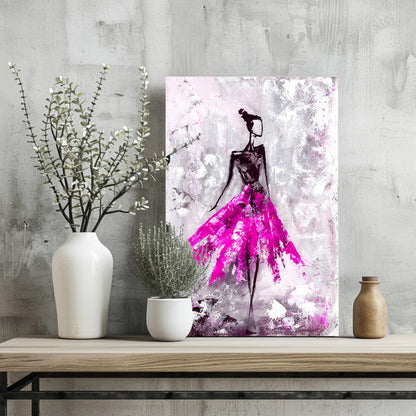 Lady in Pink Dress Metal Wall Art
