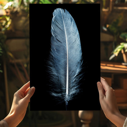 Blue Feather Metal Wall Art