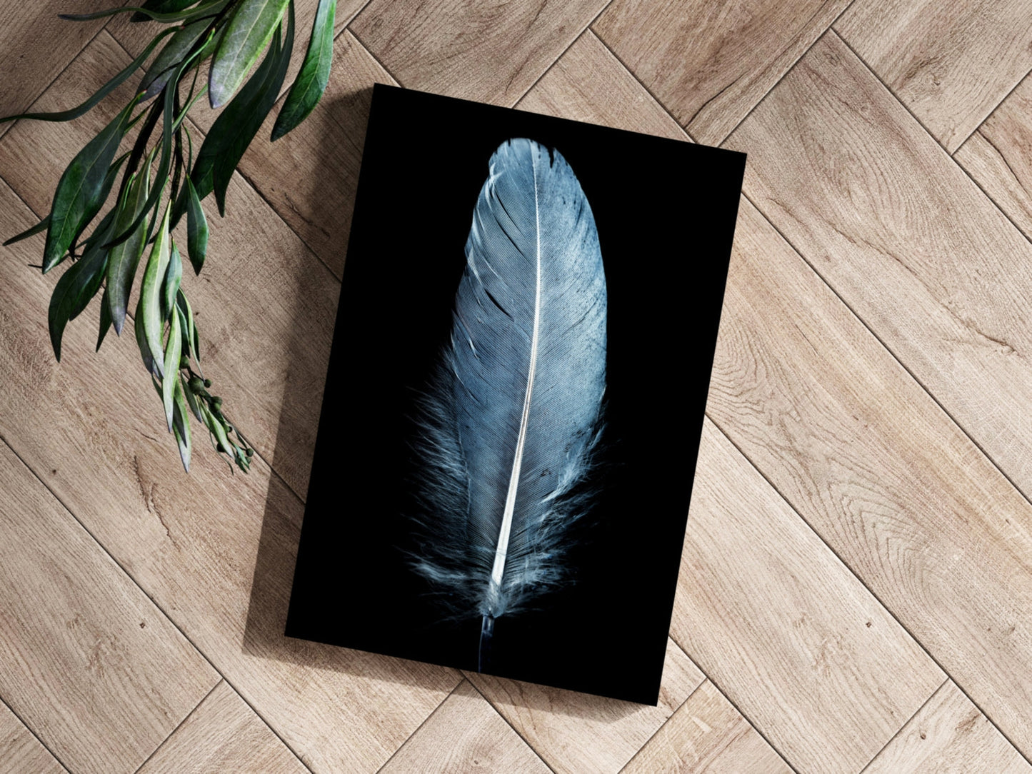 Blue Feather Metal Wall Art