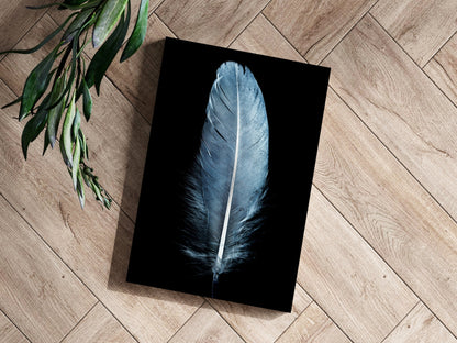 Blue Feather Metal Wall Art