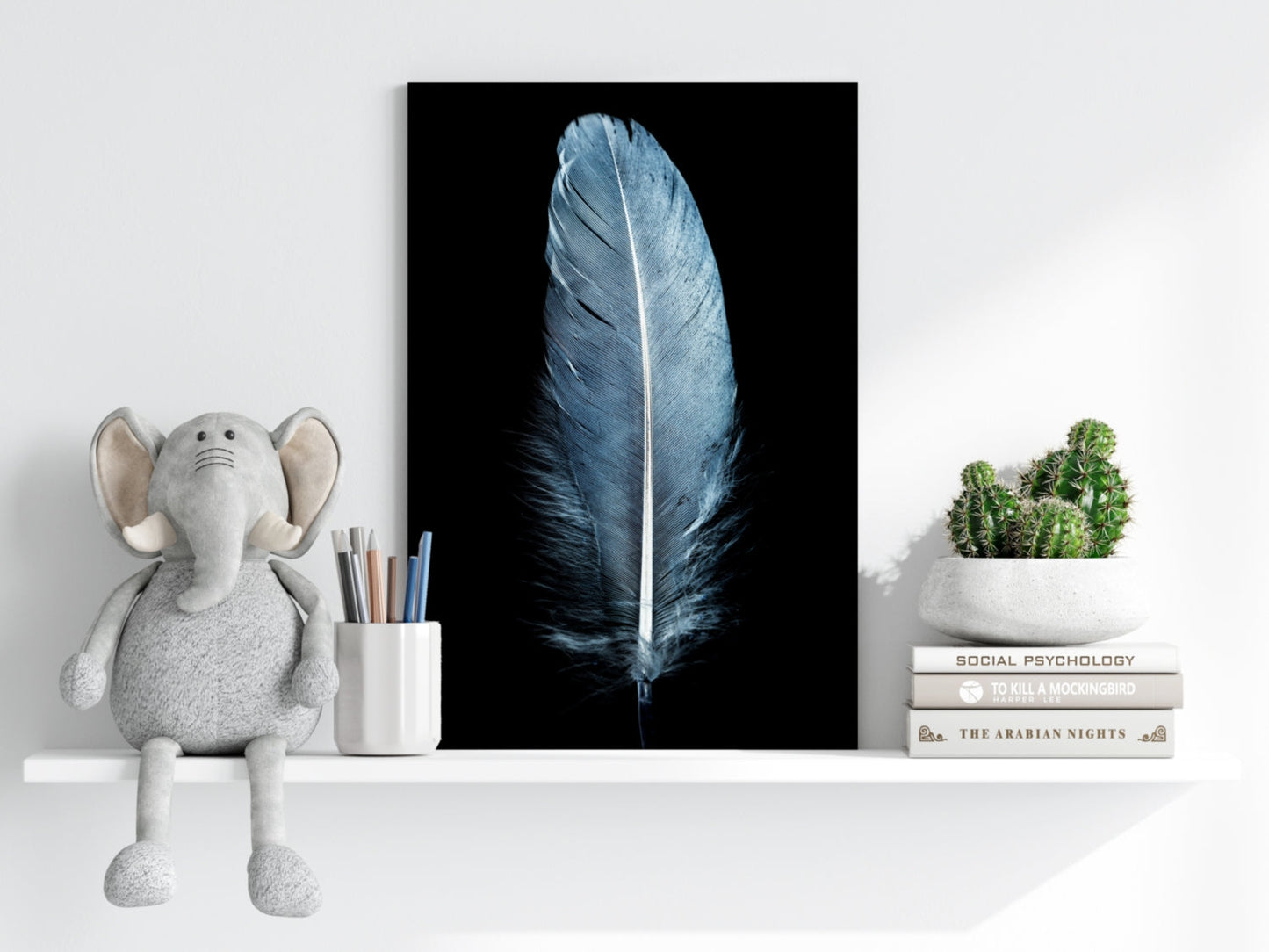 Blue Feather Metal Wall Art
