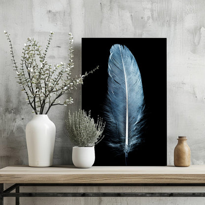 Blue Feather Metal Wall Art