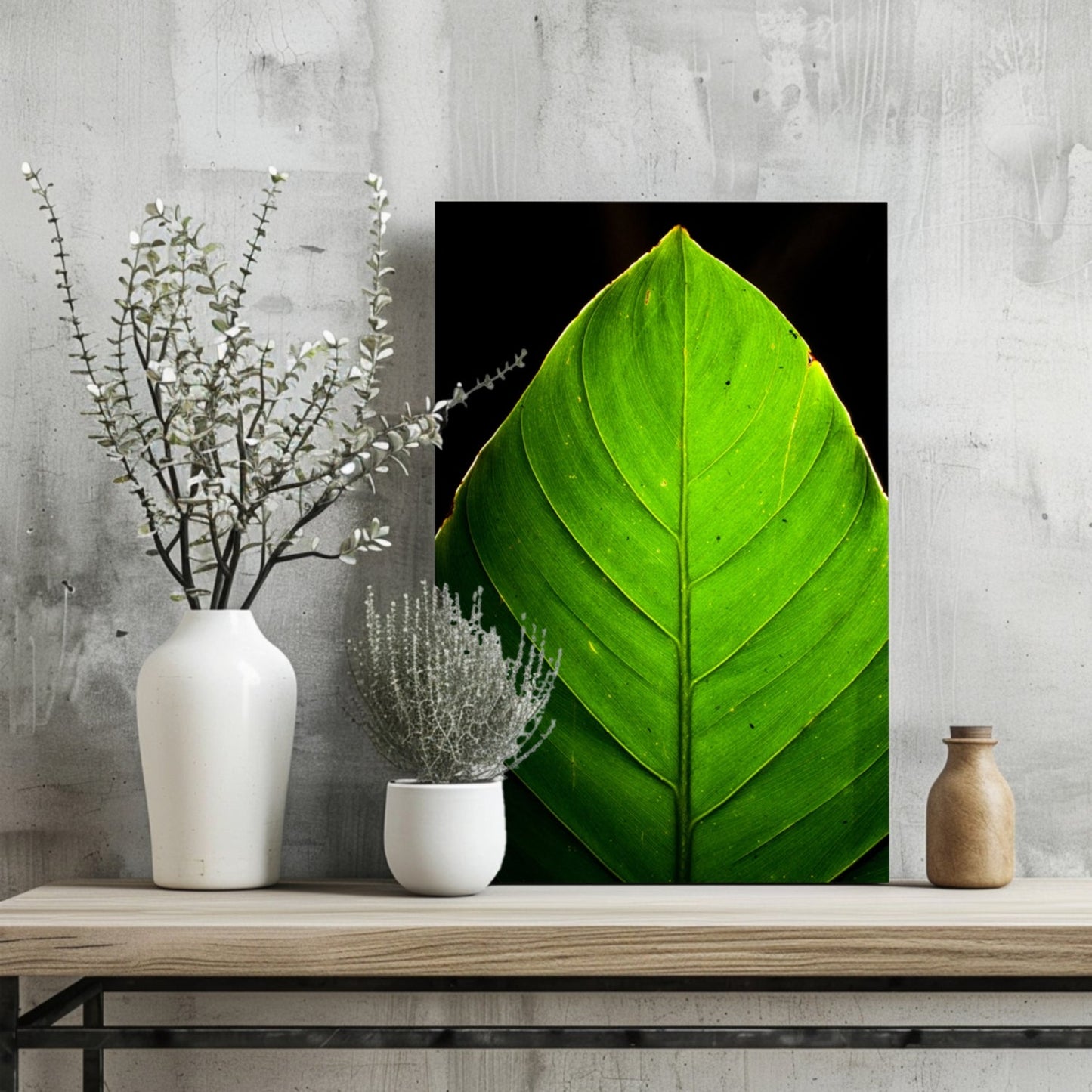 Green Leaf Metal Wall Art