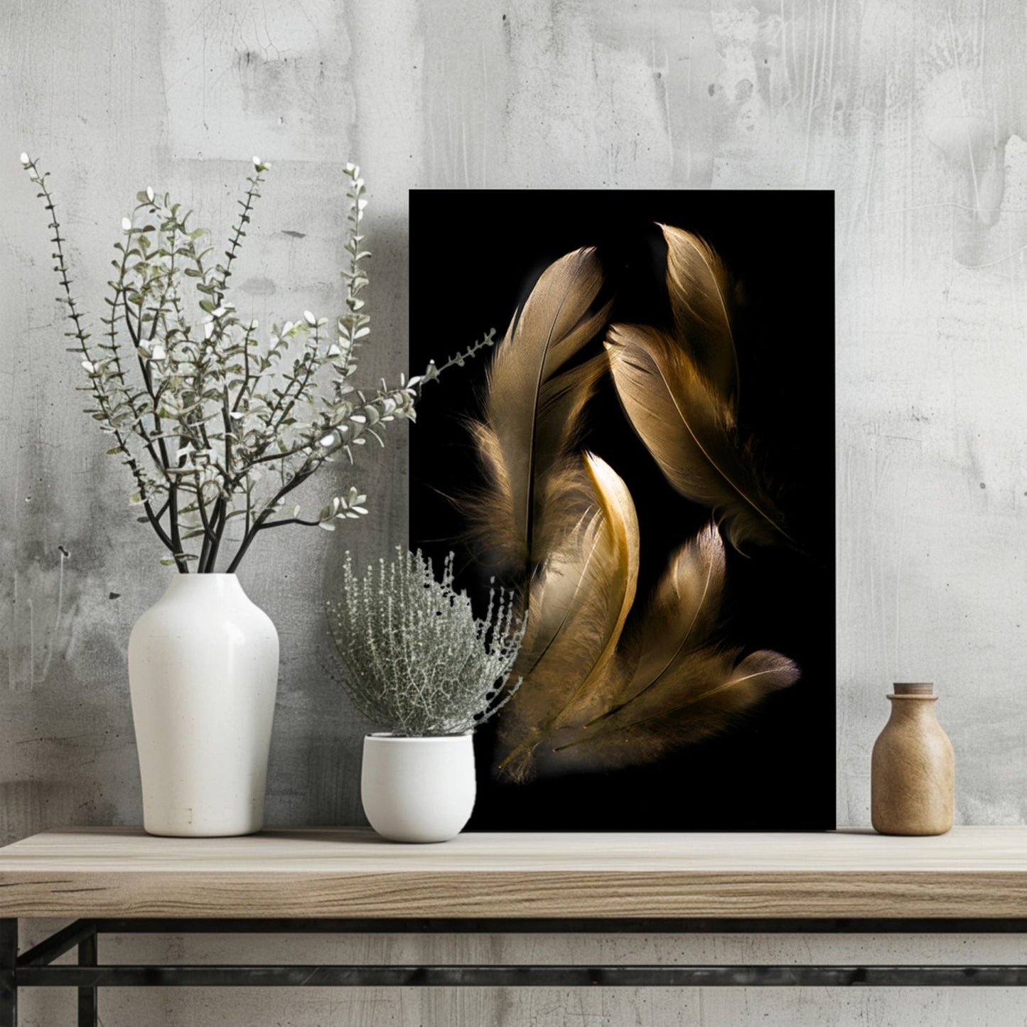 Bronze Feather Metal Wall Art