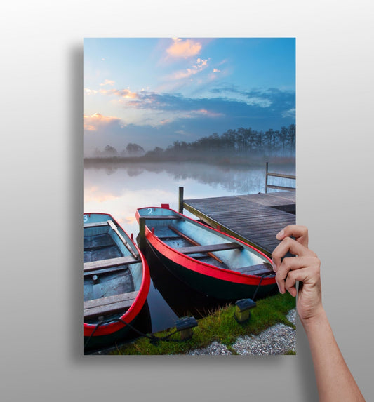 Boats aluminum metal wall art print in matte finish