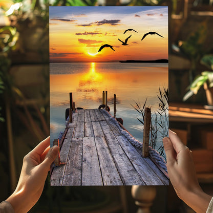 Sunset Lake View Metal Wall Art
