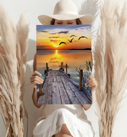 Sunset Lake View Metal Wall Art