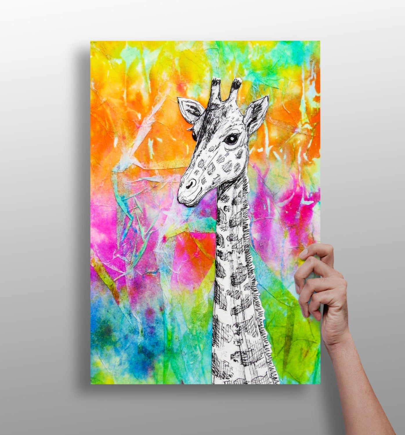 Giraffe aluminum metal wall art print in matte finish
