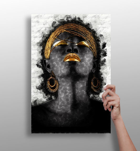 Woman aluminum wall art print, modern metal design for home decor