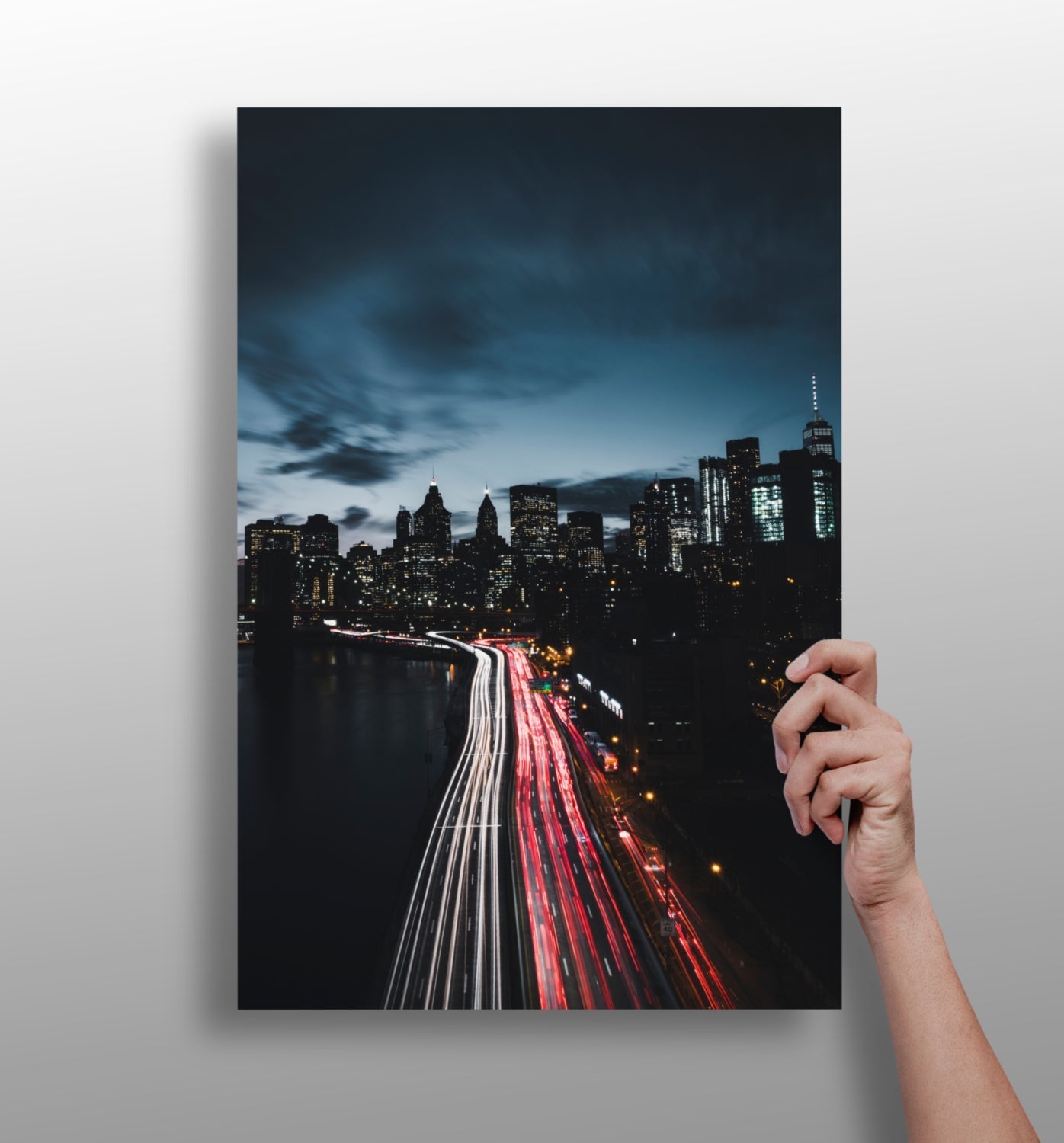 City skyline aluminum metal wall art print in matte finish