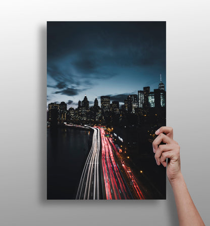 City skyline aluminum metal wall art print in matte finish