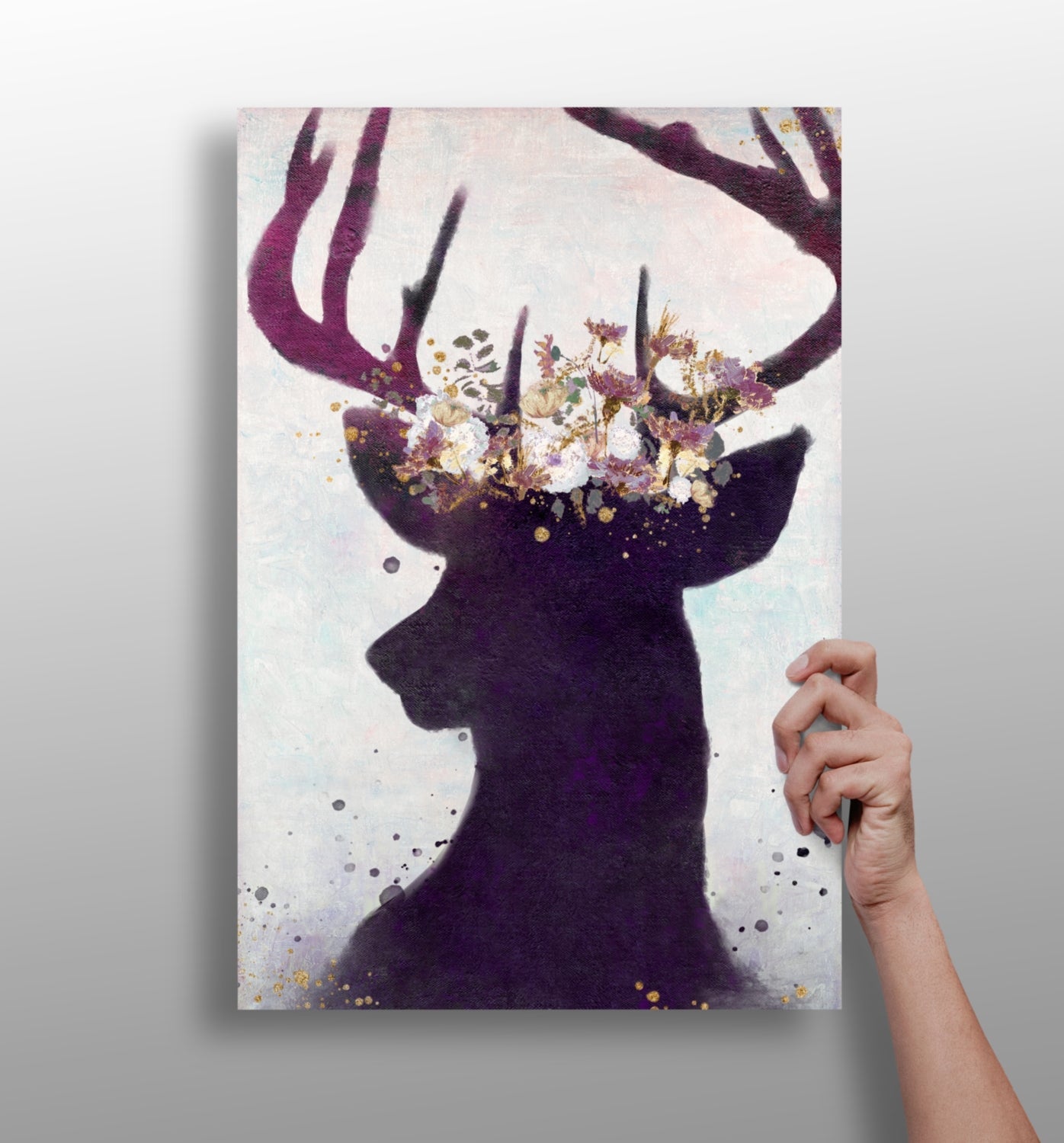 Deer aluminum metal wall art print in matte finish