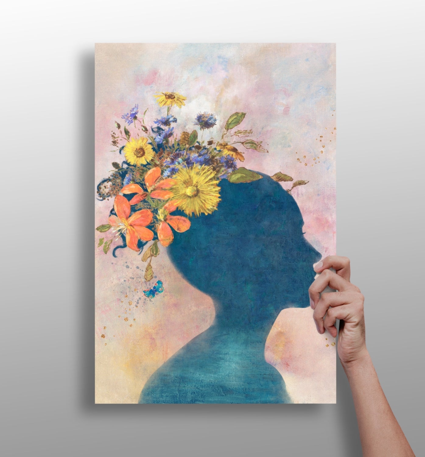 Woman aluminum wall art print, modern metal design for home decor