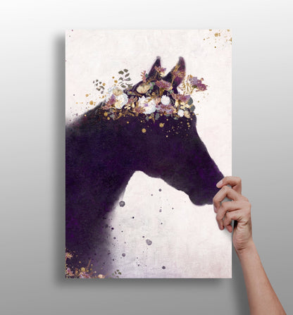 Horse aluminum metal wall art print in matte finish