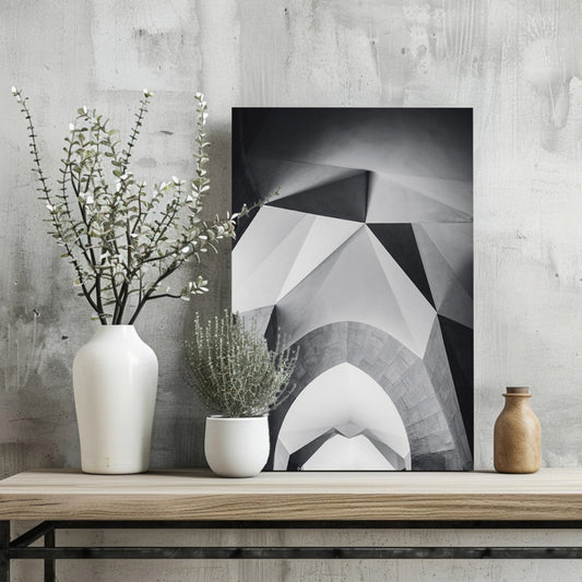 Faceted Concrete Arches Geometric Aluminum Print