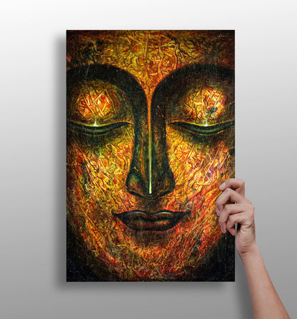 Buddha aluminum metal wall art print in matte finish