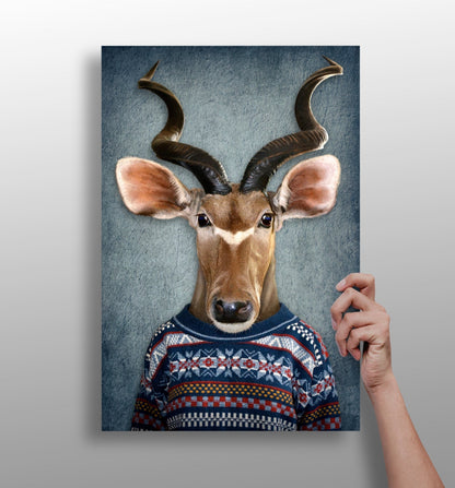 Antelope metal wall art panel